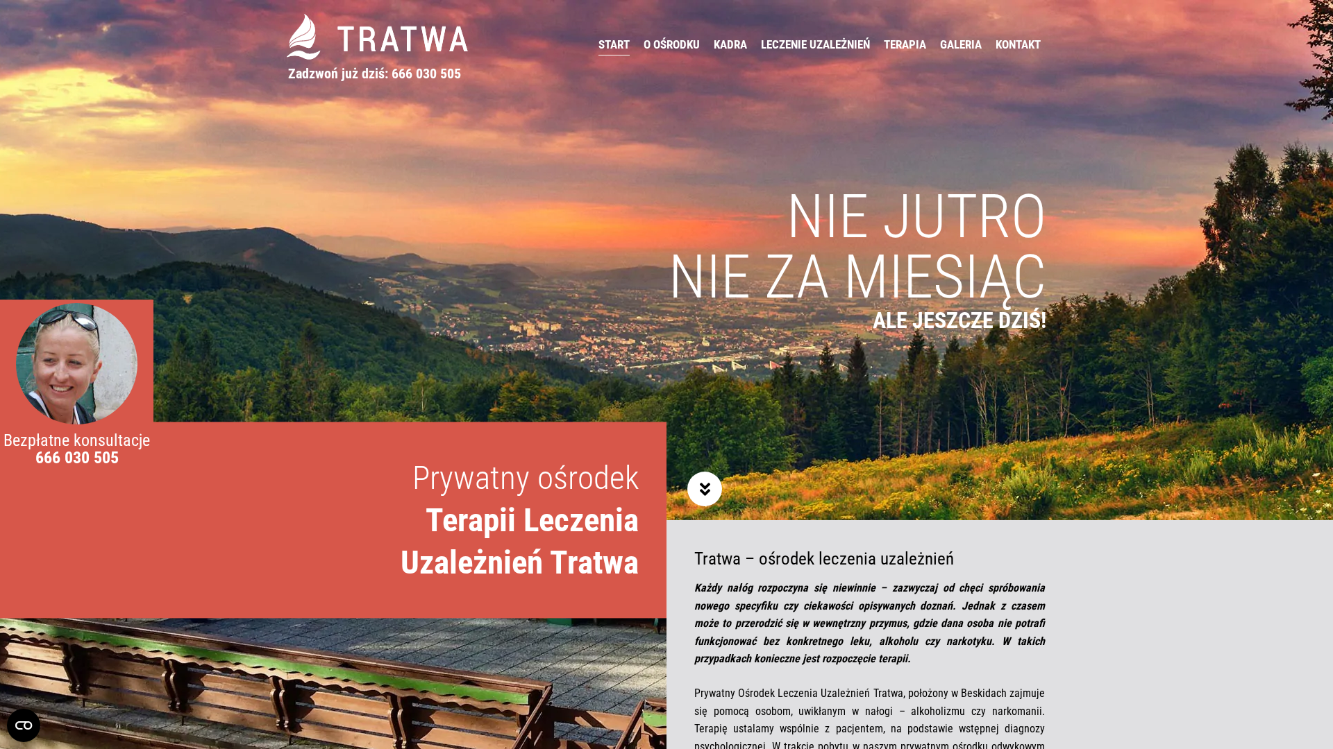 Podgląd strony Prywatny Ośrodek Terapii Leczenia Uzależnień Tratwa